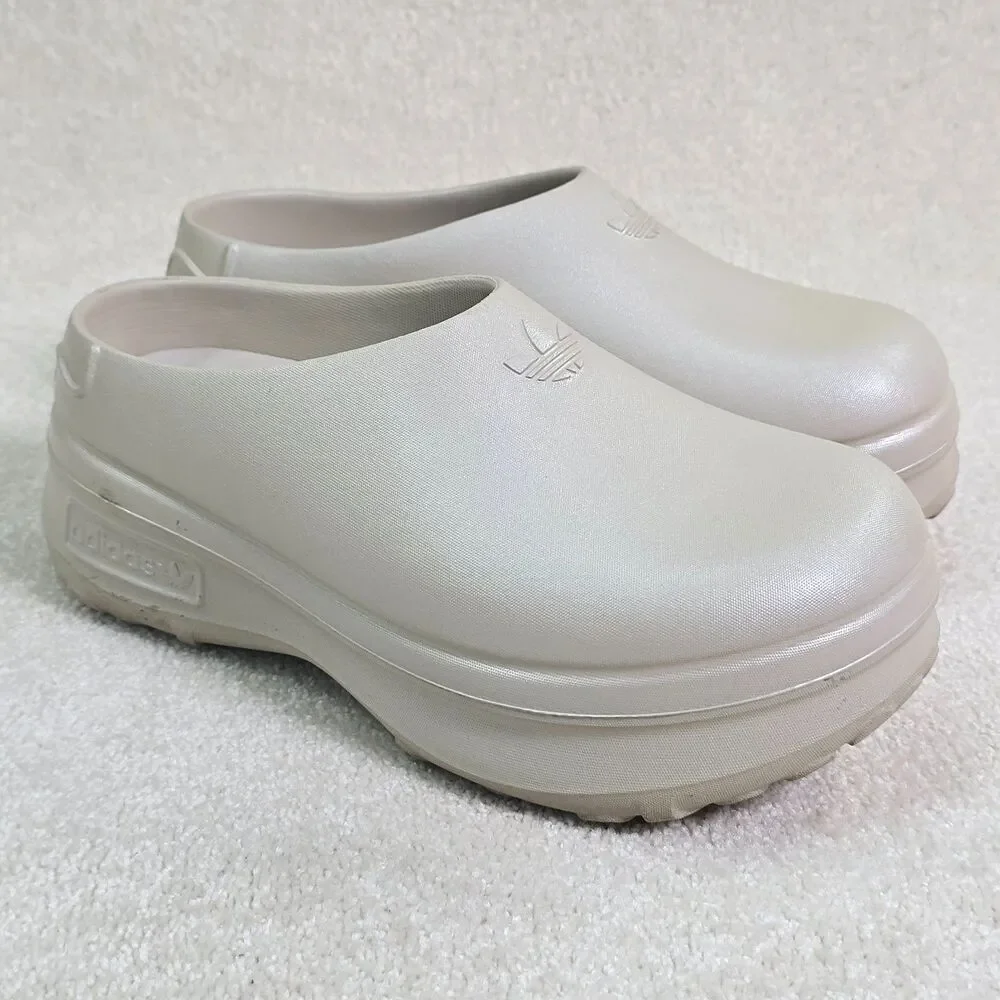 Adidas Adifom Stan Smith Mens Size 8 Beige Casual Platform Slip On Mule Shoes